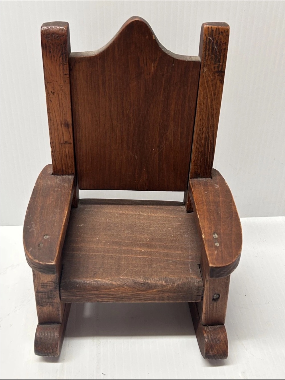 Miniature Wood Rocking Chair Brown Vintage Folk Art Dollhouse Display Decor